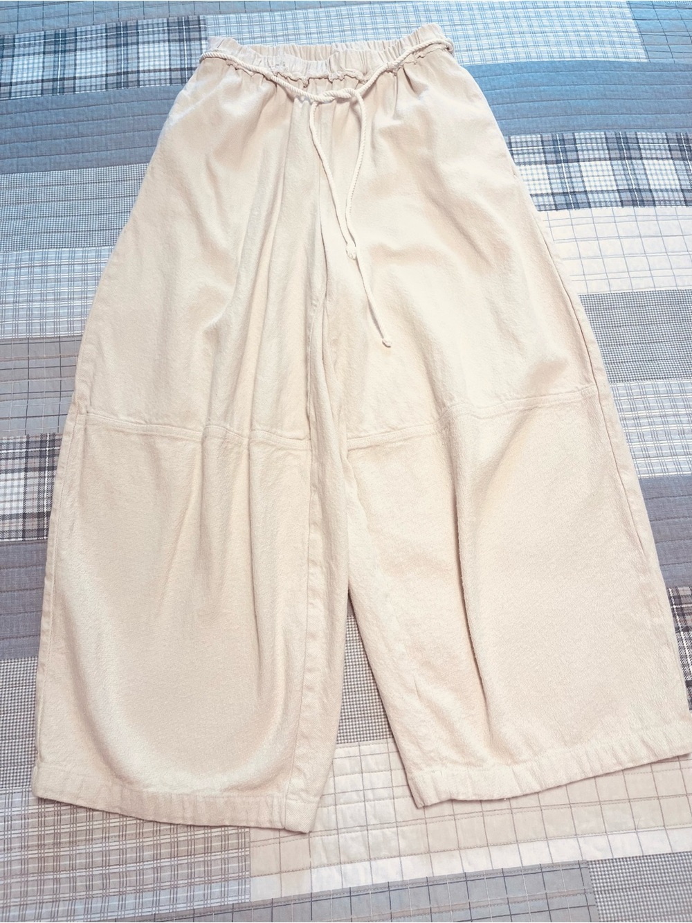 FREE PEOPLE Wide Leg Ivory Kayden Barrel Pants Small Drawstring rope harem crop - Picture 3 of 16